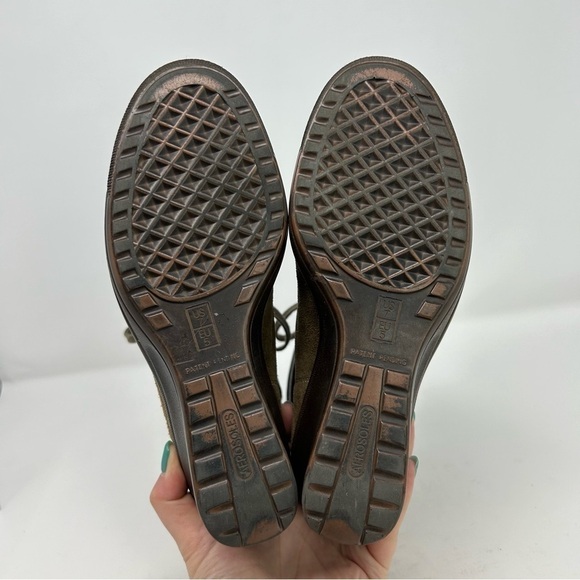 Aerosoles Macaroon Brown Suede Leather Lace Up Wedge Ankle Boots Size 7 - Picture 10 of 14
